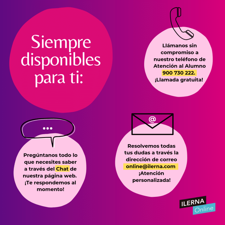 ILERNA Online a través de correo electrónico, chat y teléfono