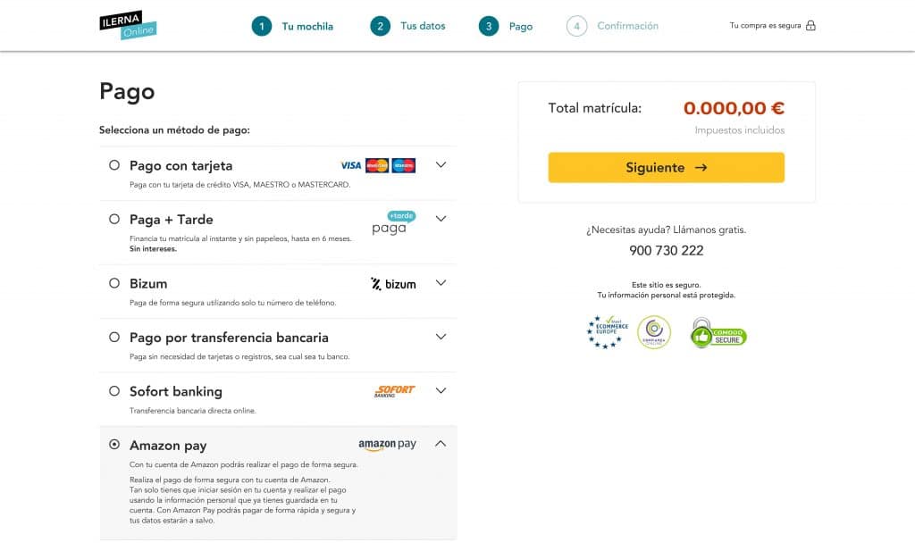 amazon pago por transferencia